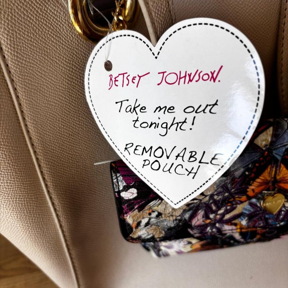 Betsey Johnson Cream Tote with Floral Scarf and Detachable Pouch - Picture 11 of 11